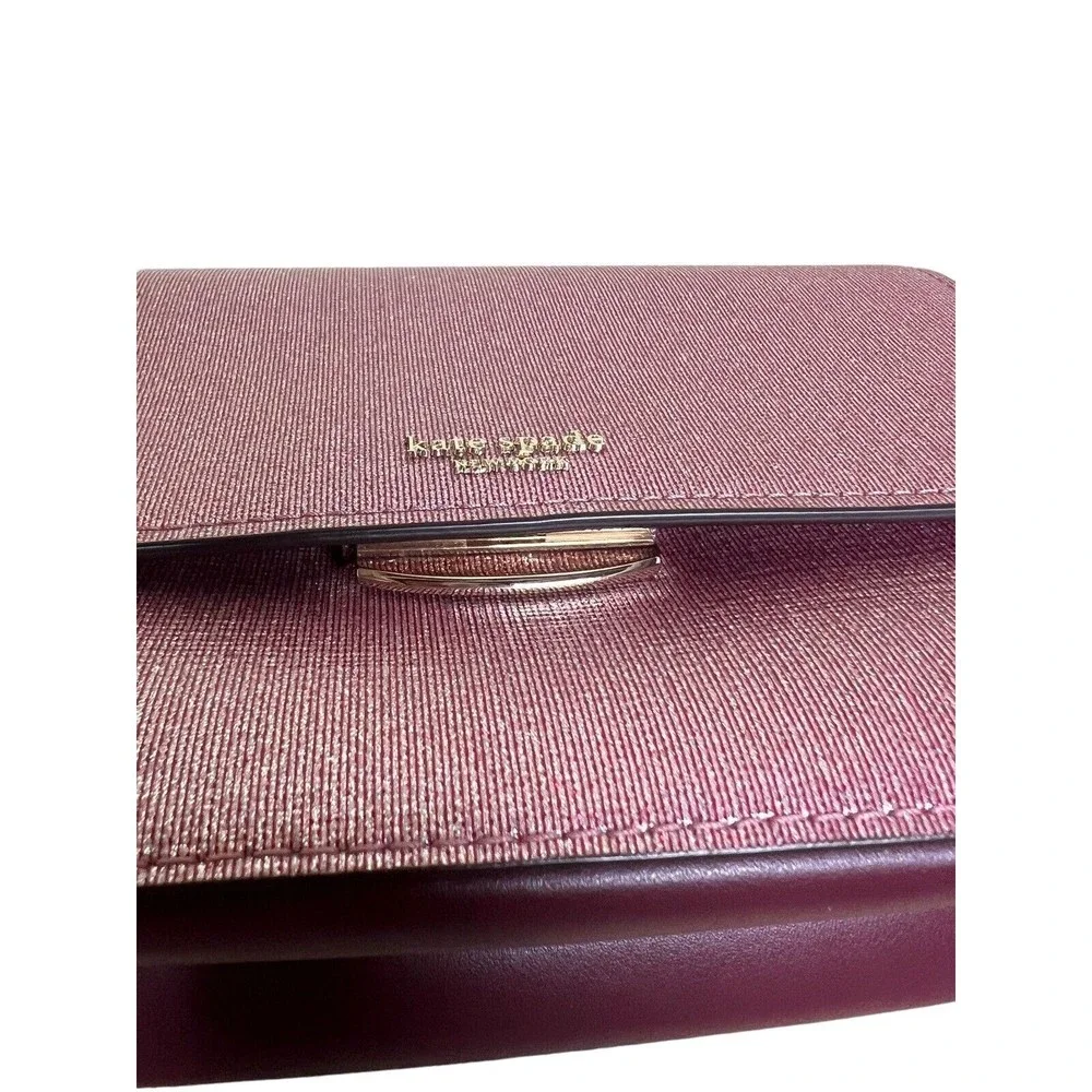 Kate Spade Buddie Glitter Striped‎ Leather Medium Pink Shoulder Bag